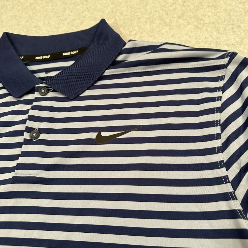 Nike Golf Dri-FIT Victory Polo Men's M Blue Striped Performance 891239-492